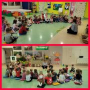 ilustracja do wpisu 
„Kwiaty witają wiosnę” zabawy w gr. I Cytrynki i gr. II Brzoskwinki